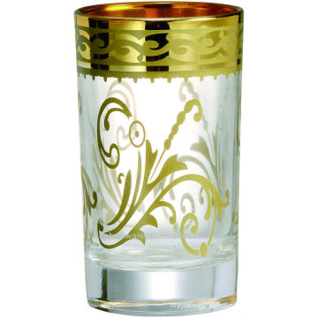 High quality golden glass cup with printing logo